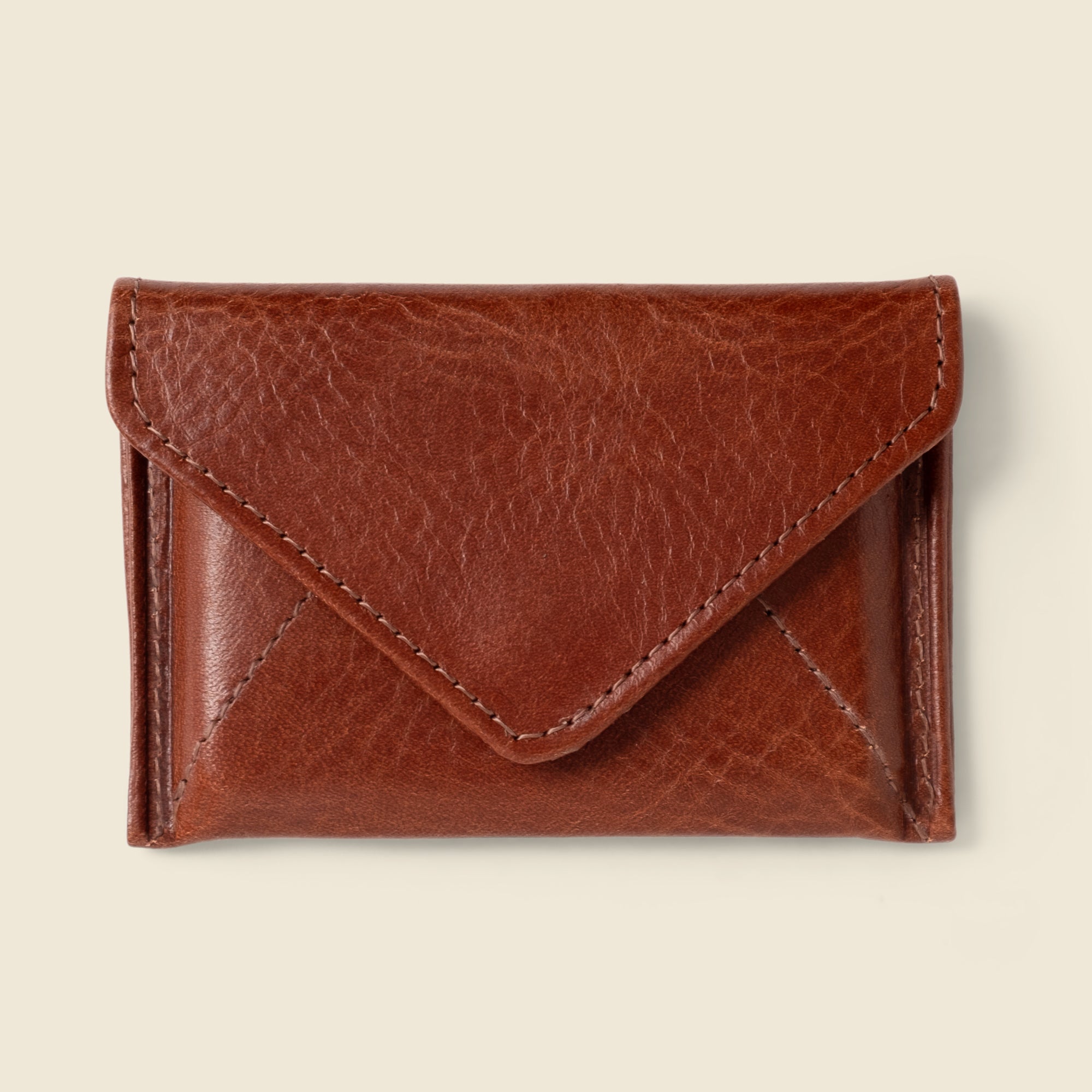 Leather envelope wallet for business gifting in brown