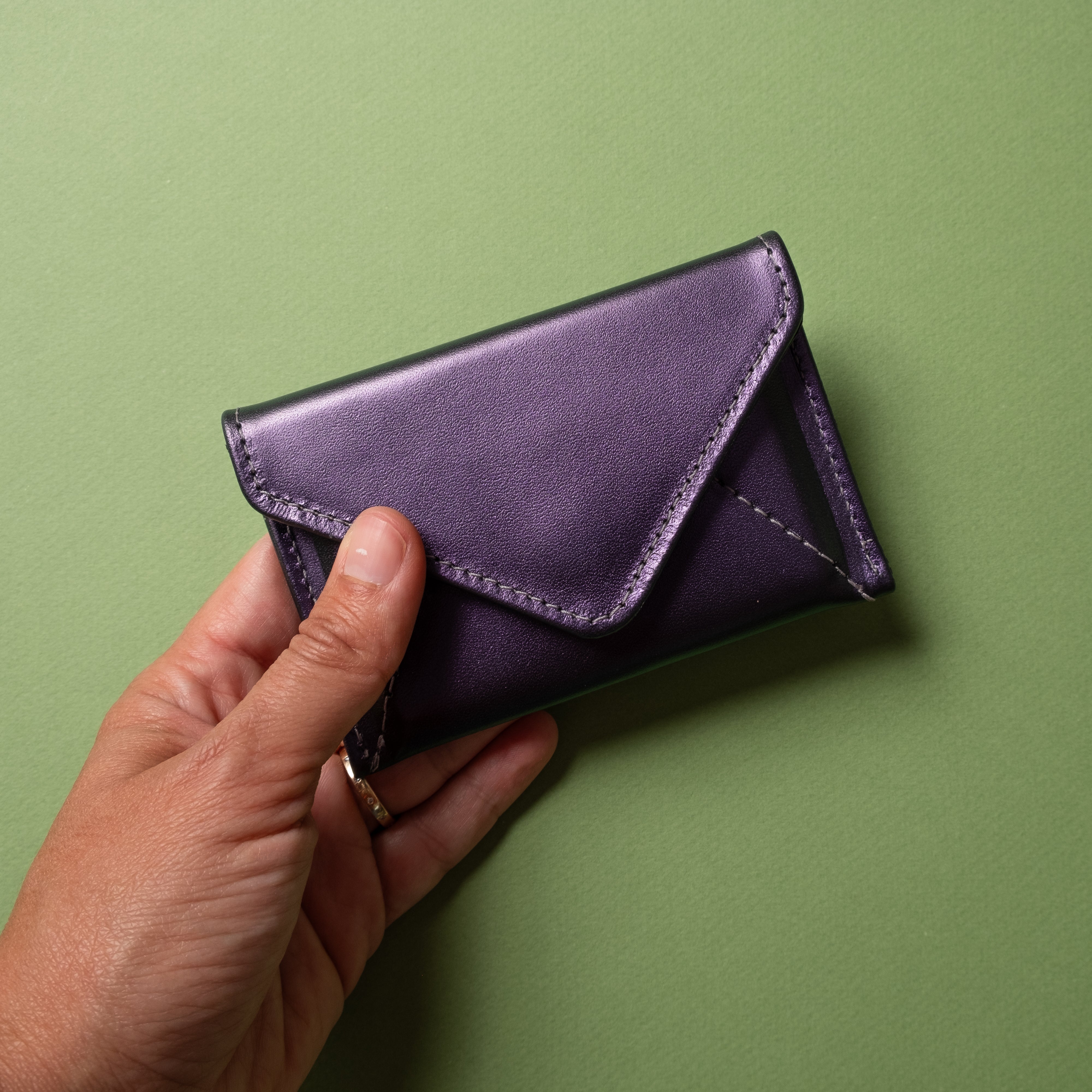 RFID leather wallet for corporate clients in purple