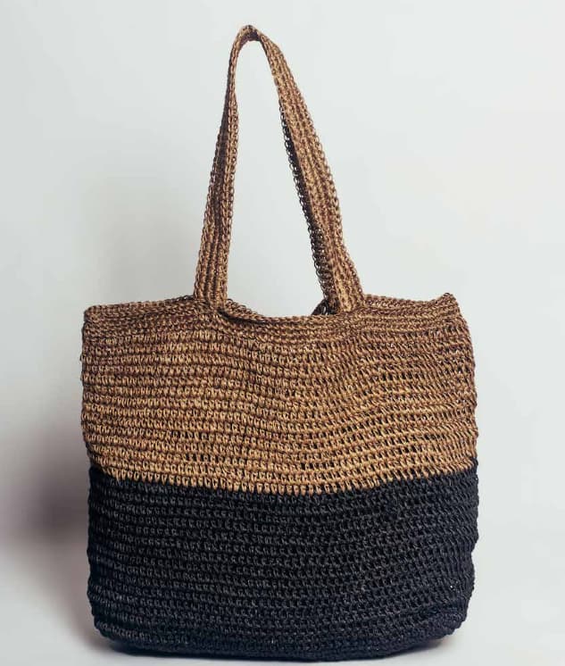 two colour handwoven crochet tote bag premium VIP client gift UK