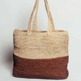 Brown and beige natural colours handwoven crochet tote bag premium for VIP client gift UK