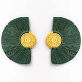 Dark green tassel statement earrings premium corporate gift for women VIP clients and brand events