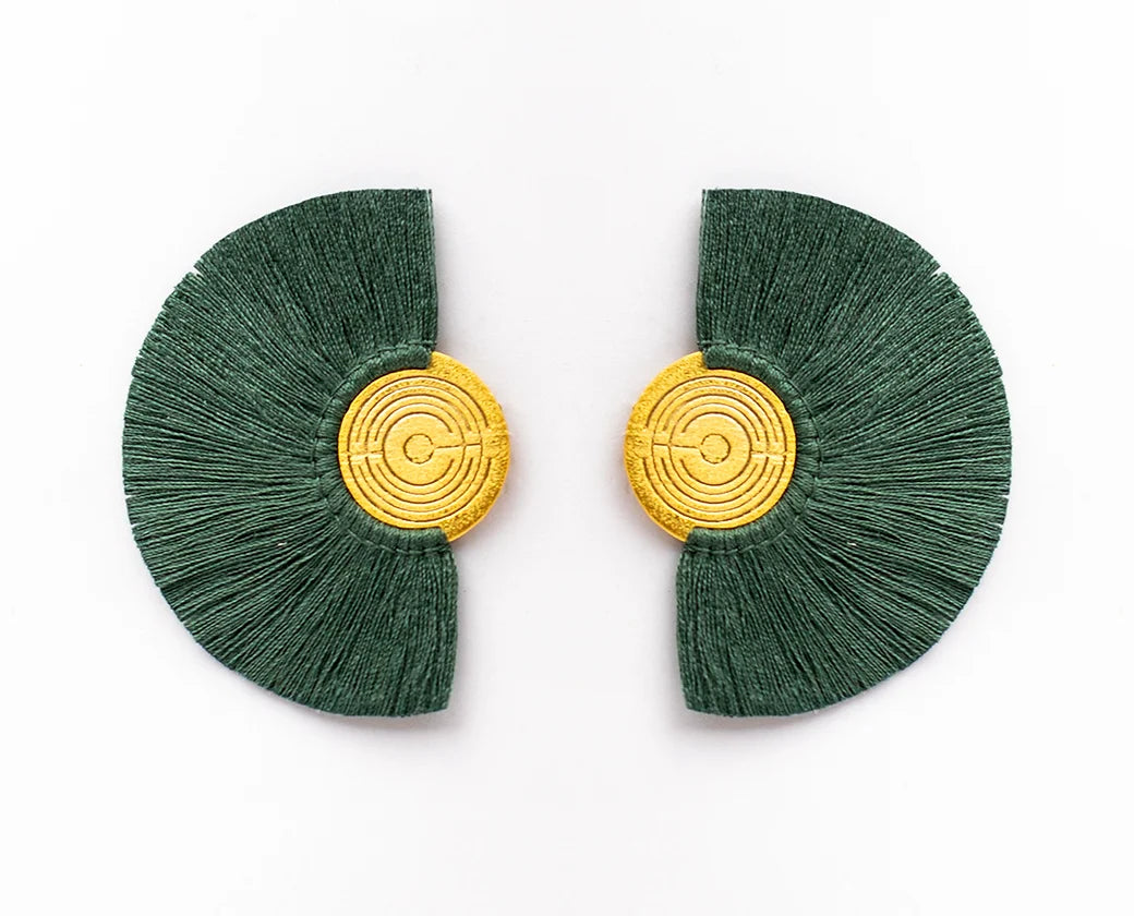 Dark green tassel statement earrings premium corporate gift for women VIP clients and brand events