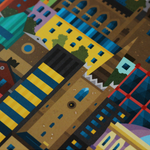 Detail of Dublin blockprint artwork. Ideal employee appreciation gift and sustainable office decor.