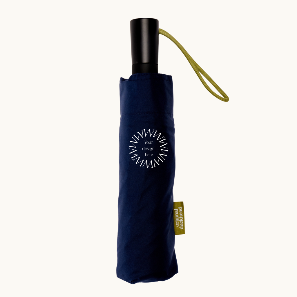 Foldable navy blue umbrella, personalise it with company logo 