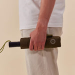 Eco-Friendly Travel Umbrella in dark olive, showing logo placement