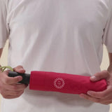 Eco-Friendly Travel Umbrella in magenta, showing logo placement