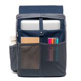 19L blue eco rPET backpack padded laptop pocket interior sustainable branded merchandise