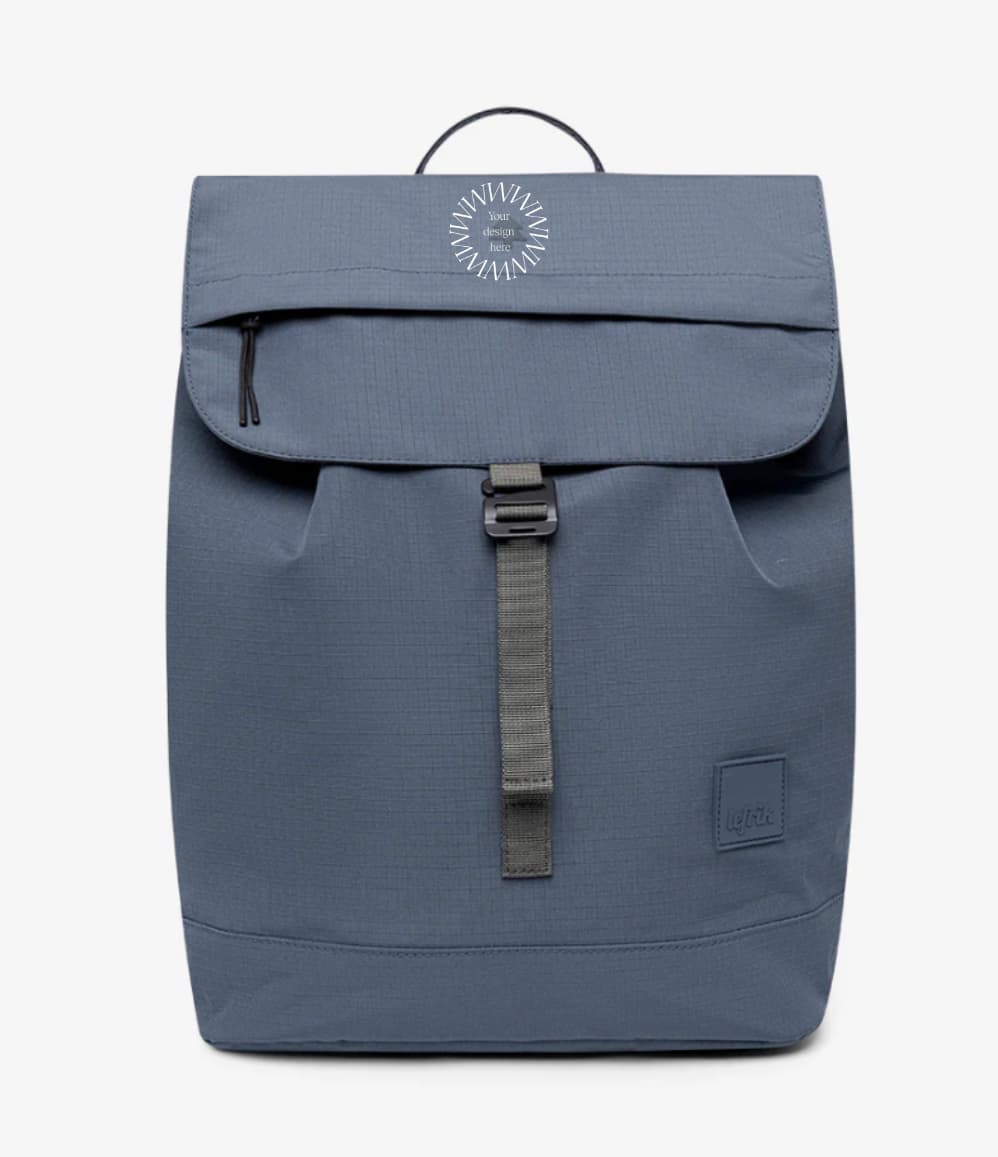 19L slate blue eco rPET backpack recycled PET sustainable corporate gift brand activation