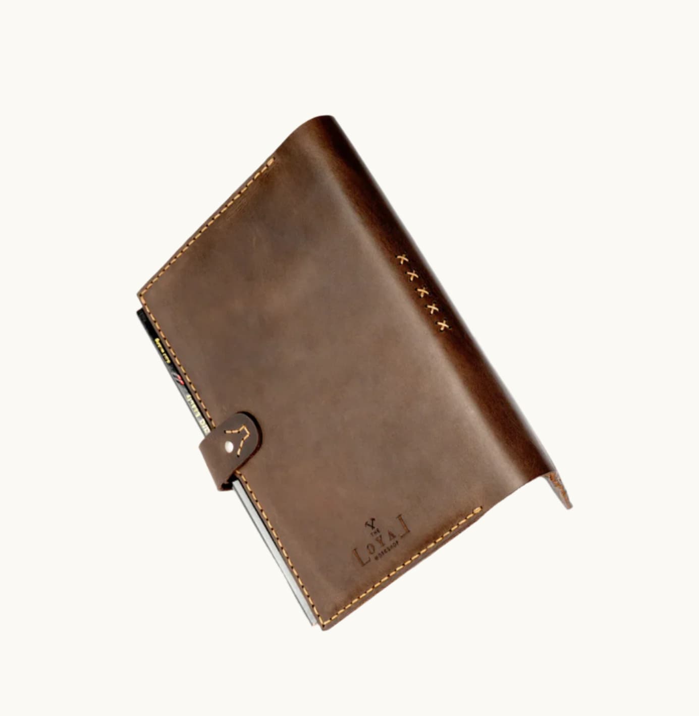 Fairtrade leather journal cover hand stitched women artisans premium corporate gift