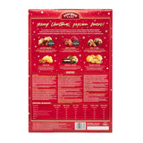 Red popcorn advent calendar back view. Christmas corporate gift for clients
