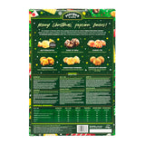 Back of green popcorn advent calendar. Christmas gift for teams and clients