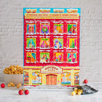 Festive red popcorn advent calendar. Personalised corporate Christmas gift.