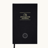 Black Five Minute Journal printed on FSC-certified paper, ideal wellness personalised corporate gifts