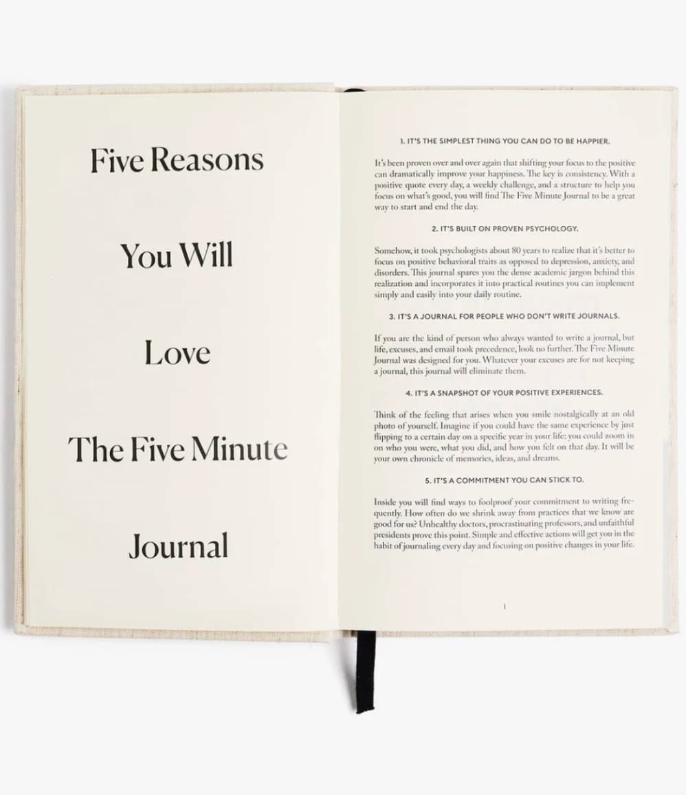 The Five Minute Journal Health & Fitness  wellness journal, personalised sustainable branded stationery