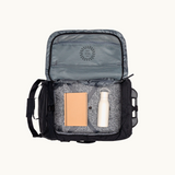Foldable Travel Bag with Wheels in Black open view showing compartments, recycled PET sustainable business gift