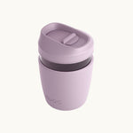 pink Reusable Glass Coffee Cup showing Lid detail for eco swag