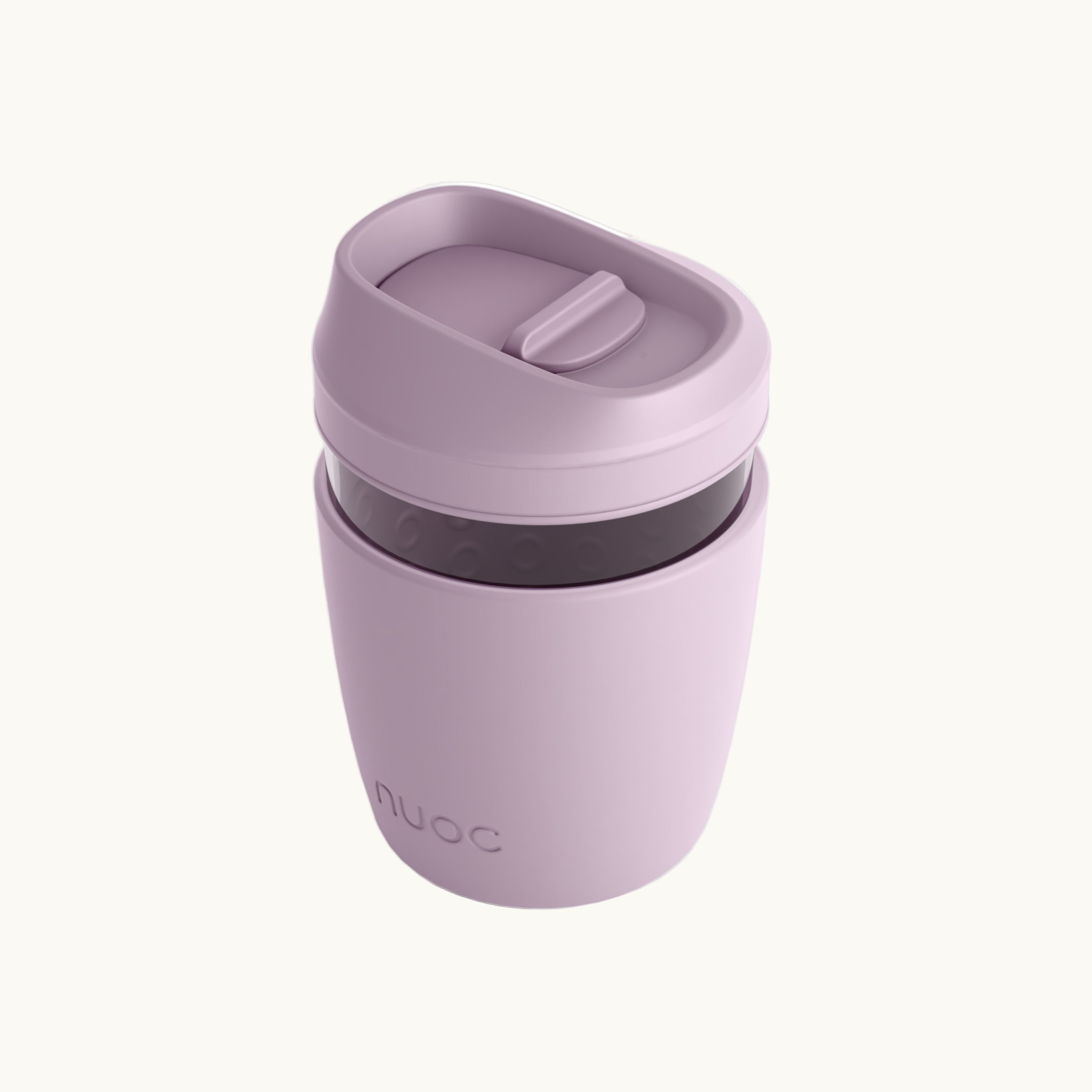 pink Reusable Glass Coffee Cup showing Lid detail for eco swag