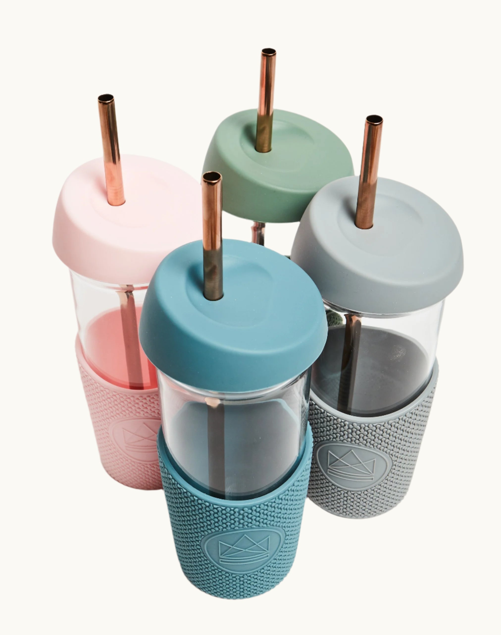 Close-up of lid and straw on glass smoothie cup, sustainable premium merch to boost your. brand. Eco swag from women-owned brands