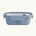 Personalised blue glass airtight lunch box for sustainable corporate gifts and eco swag