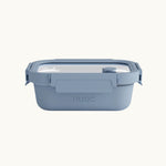 Blue glass airtight lunch box for sustainable corporate gifts and eco swag