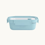 Light blue glass airtight lunch box for sustainable corporate gifts and eco swag