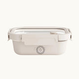 Glass Airtight Lunch Box in oat, showing logo placement