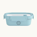 Glass Airtight Lunch Box in sky blue, showing logo placement