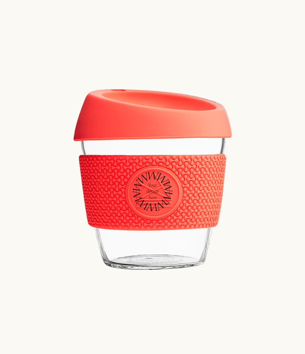 Glass Coffee Cup 8oz in orange