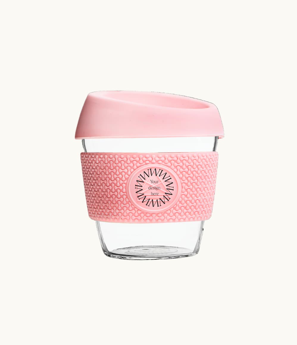 Glass Coffee Cup 8oz in pink