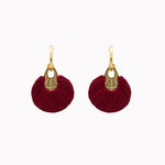 Pair of burgundy tassel gold hoop earrings for VIP premium corporate gifting and brand activations 