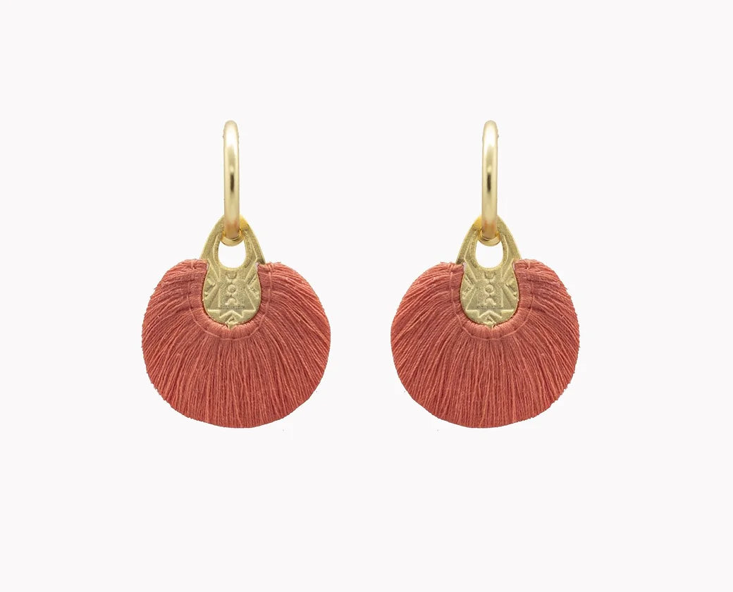 Pair of coral tassel gold hoop earrings for VIP premium corporate gifting and brand activations 