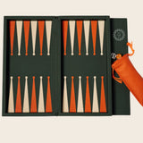 Green Booklet Leather Backgammon Set personalised with company logo or initials