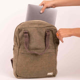 green hemp laptop backpack premium sustainable branded merchandise for conferences and teams