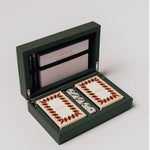 Green Leather Playing Card Gift Set, natural grain leather