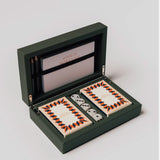 Green Leather Playing Card Gift Set, natural grain leather