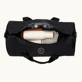 Gym Duffle Bag 30L in black, open, showing the interior