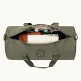 30L olive recycled PET duffle bag sustainable eco swag personalised branded merchandise events
