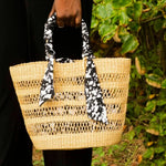 Handwoven Bolga market basket with removable lining, ideal for sustainable personalised corporate