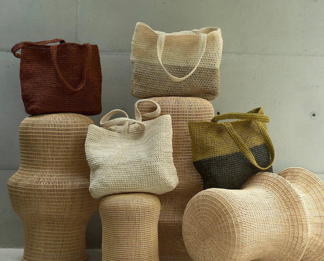 Handwoven natural crochet tote bags luxury corporate gift brand activation UK