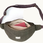 Detail of vegan crossbody Nepal bag, custom branded sustainable corporate merchandise