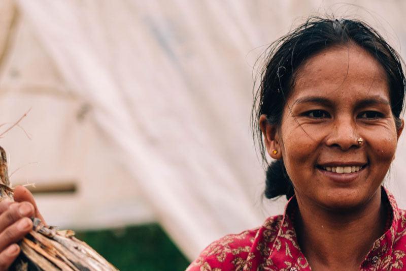 Artisan in Nepal handcrafting sustainable hemp products for Hemper, a certified B Corp.
