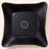 Leather Travel Valet Tray in black, showing logo placement