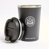 Insulated Coffee Tumbler in black, showing logo placement