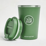 Insulated Coffee Tumbler in forest green, showing logo placement