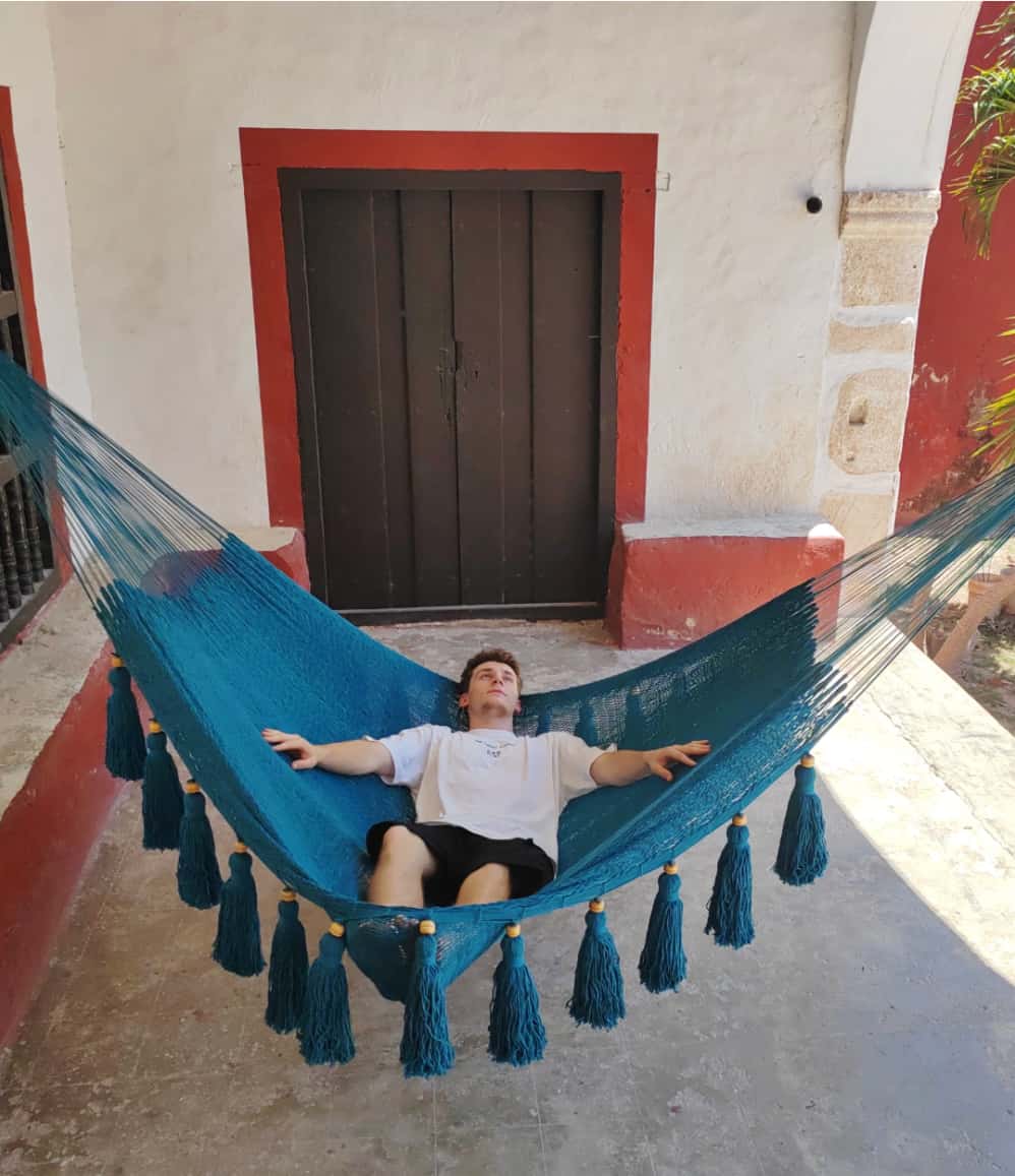 Handwoven king size cotton hammock with tassels detail, retirement gift