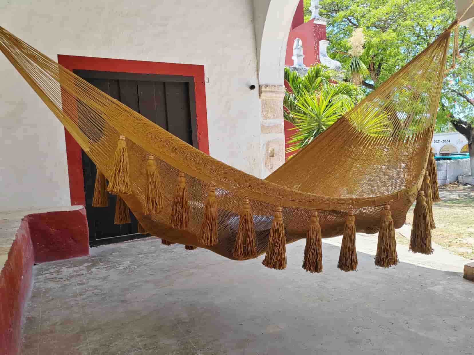 Handwoven king size cotton hammock in yellow, retirement gift
