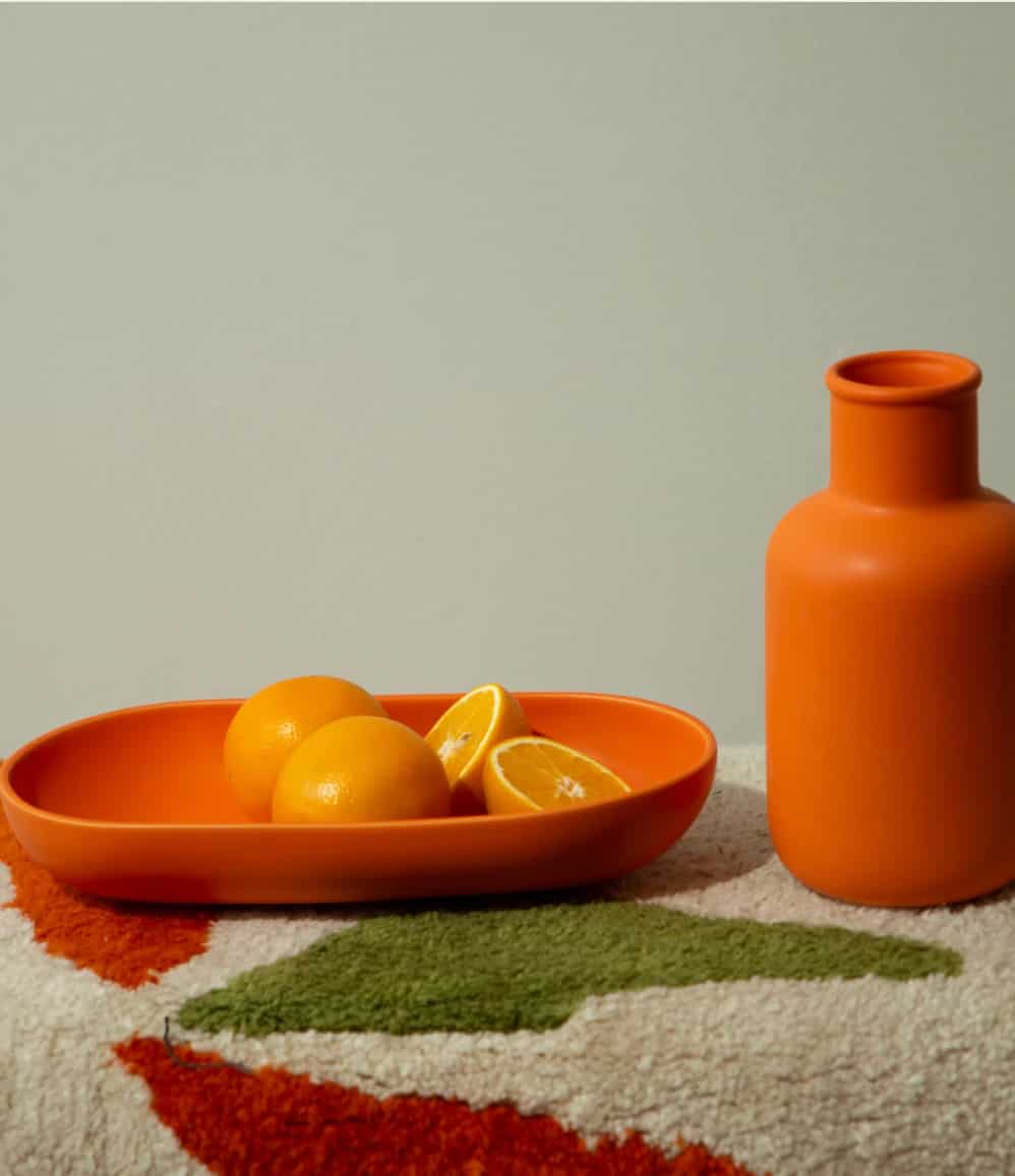 Large oval ceramic serving platter in orange, event gift