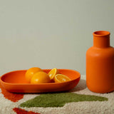 Large oval ceramic serving platter in orange, event gift