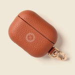 Leather AirPods Case in tan with 'Your design here' message