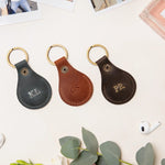 Leather AirTag holder keyrings, monogrammed